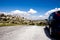 A blue car in nature reserve El Torcal