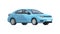 Blue car semi flat RGB color vector illustration