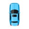 Blue car top view vector illustration. Sedan car illustration.