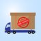 Blue car truck carry box icon free shipping concept