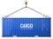 Blue cargo freight shipping container isolated on white background