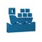 Blue Cargo ship with boxes delivery service icon isolated on transparent background. Delivery, transportation. Freighter