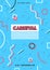 Blue carnival poster. abstract 80s, 90s style retro background with place for text.