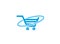 Blue cart for shopping symbol with circle for logo