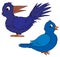 Blue cartoon birds