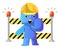 Blue cartoon construction worker stop illustration vector