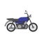 Blue cartoon motorcycle from side view - modern motor vehicle