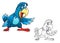 Blue cartoon parrot