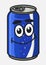 Blue cartoon soda or soft drink can