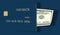 A blue cash back rewards debit card, a newcomer on the financial scene, is seen