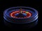 Blue Casino roulette wheel isolated on black background. Modern Casino roulette for poker table. Casino game 3D object