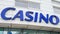 Blue casino sign in wall outdoor