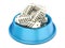 Blue cat bowl with fish bones, 3D