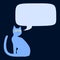 Blue cat with communication bubble