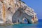 Blue Caves and Ionian Sea - Zakynthos Island, landmark attraction in Greece. Summer landscape. Seascape