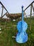 A blue cello instrument