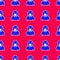 Blue Censor and freedom of speech concept icon isolated seamless pattern on red background. Media prisoner and human