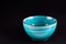 Blue Ceramic Bowl Black Background Copy Space