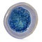 Blue, ceramic, handmade round bowl. At the bottom broken glass w