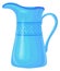 Blue ceramic jug icon. Cartoon clay pitcher