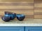 Blue ceramic kitchenware.