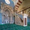 Blue ceramic tiles, Engraved Mihrab niche and decorated marble Minbar Platform, Mosque of Aqsunqur Blue Mosque, Cairo, Egypt