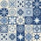 Blue ceramic tiles, vintage portuguese style vector illustration for interior design