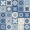 Blue ceramic tiles, vintage portuguese style vector illustration for interior design