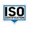 Blue Certified ISO label or sticker on white background, vector illustration