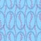 Blue chains forming abstract circles with pink plant on a light blue background