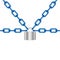 Blue chains locked by padlock in silver design