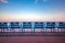 Blue chairs on the Promenade des Anglais in Nice France