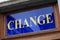 Blue change signboard