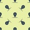 Blue Charging parking electric car icon isolated seamless pattern on yellow background. Vector