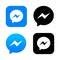 Blue chat app icon with message bubble vector logo on white.