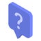 Blue chat question icon, isometric style
