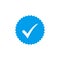 Blue check mark icon vector design, profile verified badge