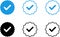 Blue check mark tick verification icon symbol vector.