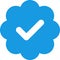 Blue check mark tick verification icon symbol vector.