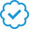 Blue check mark tick verification icon symbol vector.