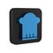 Blue Chef hat icon isolated on transparent background. Cooking symbol. Cooks hat. Black square button.