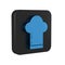 Blue Chef hat icon isolated on transparent background. Cooking symbol. Cooks hat. Black square button.