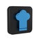 Blue Chef hat icon isolated on transparent background. Cooking symbol. Cooks hat. Black square button.