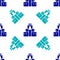 Blue Chichen Itza in Mayan icon isolated seamless pattern on white background. Ancient Mayan pyramid. Famous monument of