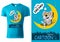 Blue Child T-shirt Design with Cartoon Mouse