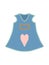 blue children\\\'s sundress summer dress with a pocket on the chest and a heart on the brim for a baby girl child isolated