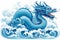 Blue Chinese Dragon symbol of 2024. Chinese New Year