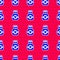 Blue Chocolate candy icon isolated seamless pattern on red background. Vector