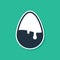 Blue Chocolate egg icon isolated on green background. Vector