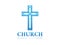 Blue Christian Church Logo with Cross